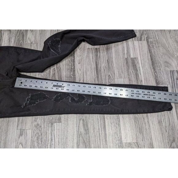 (3/$35) SO Juniors Size 3L / 26W Distressed Skinny Denim Black Jeans - Picture 9 of 11